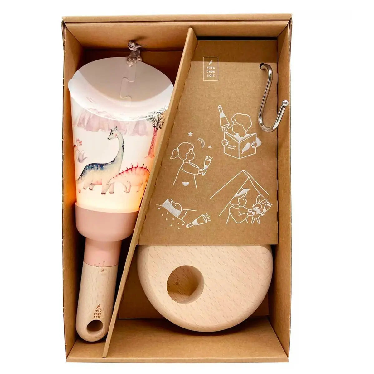 Coffret Lampe Nomade Maison Polochon -Dinosauria rose