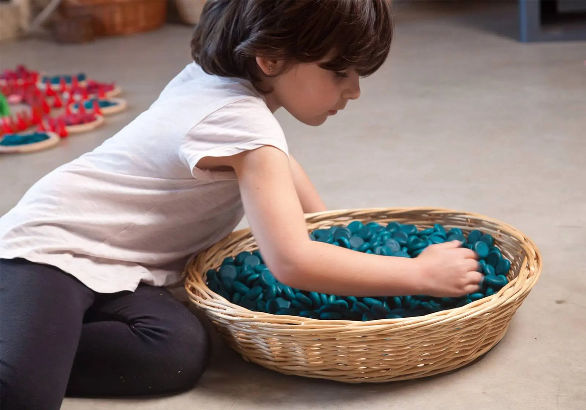 Mandala petites pièces colorées en bois Grapat - Bleu