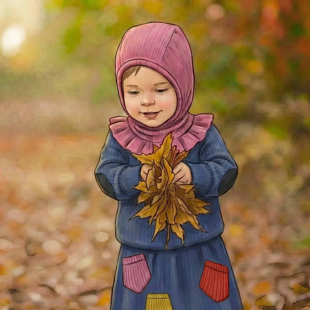 Cagoule Princesse à volants en laine mérinos Manymonths