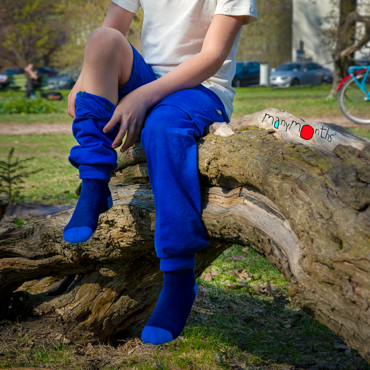 Pantalon évolutif ManyMonths en chanvre et coton bio - Angel turquoise