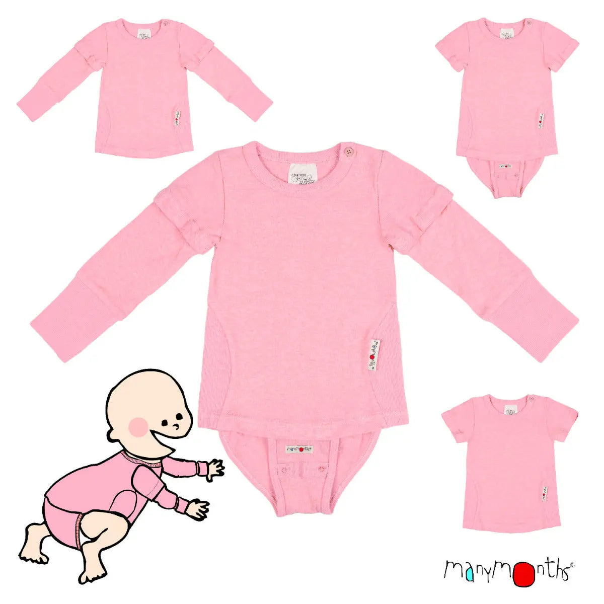 Body 4 en 1 en chanvre et coton bio Manymonths - Choco biscuit - Lilinappy