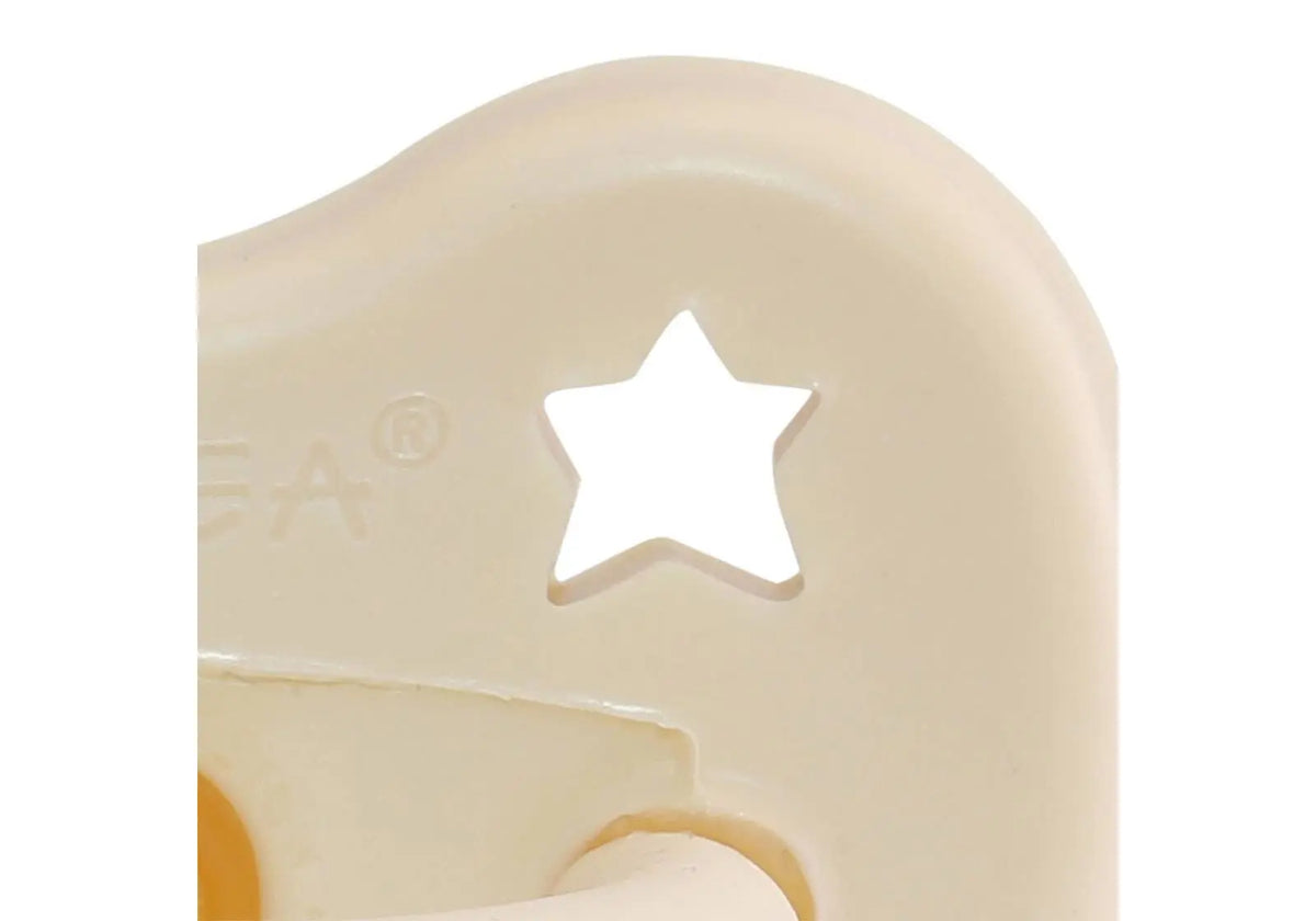 Tétine physiologique Hévéa Lune & étoile Milky White