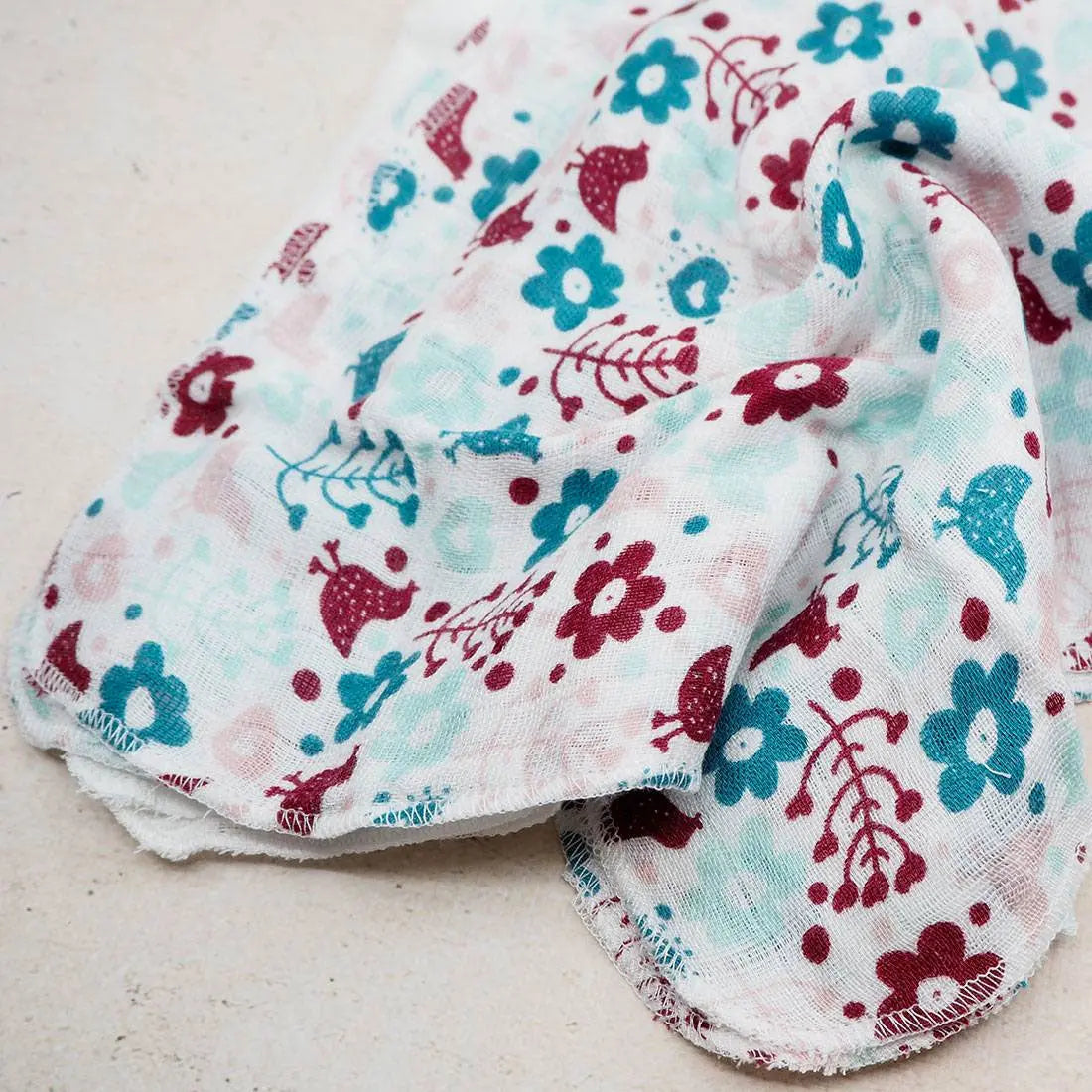 Carrés en mousseline de bambou XKKO Fleurs et oiseaux