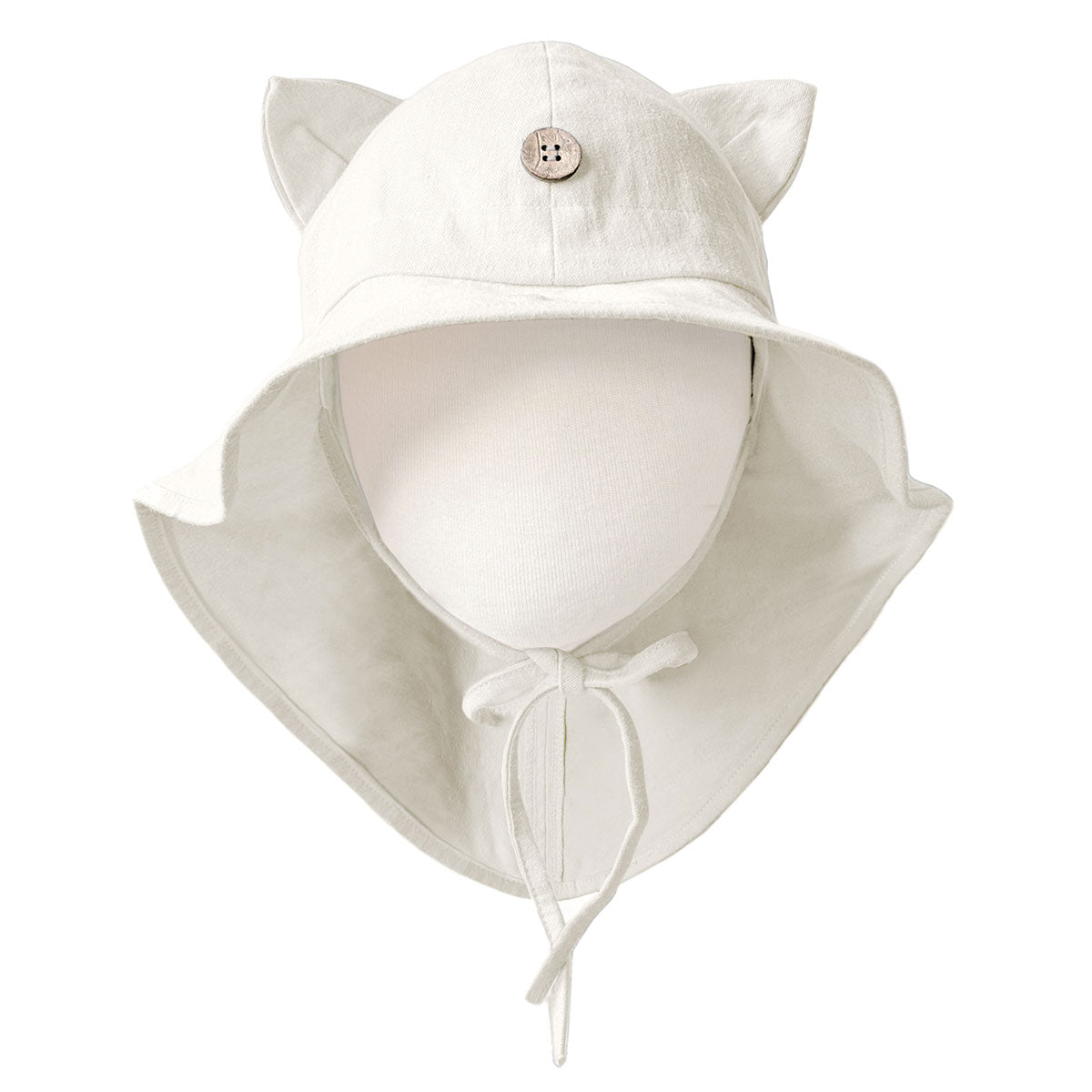 Chapeau de soleil ajustable ManyMonths avec oreilles de chat – Naturel