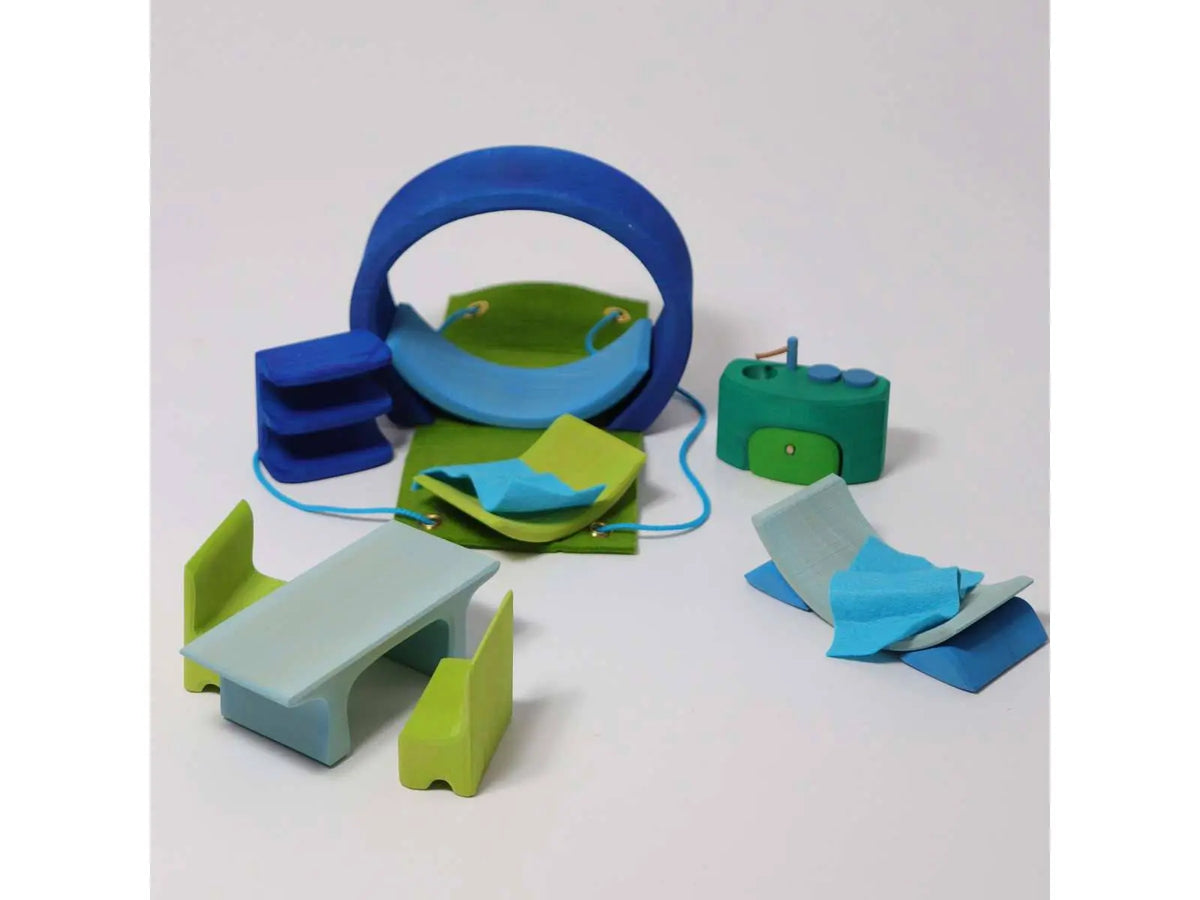 Mobil-home en bois Grimm's - Bleu/vert Grimms