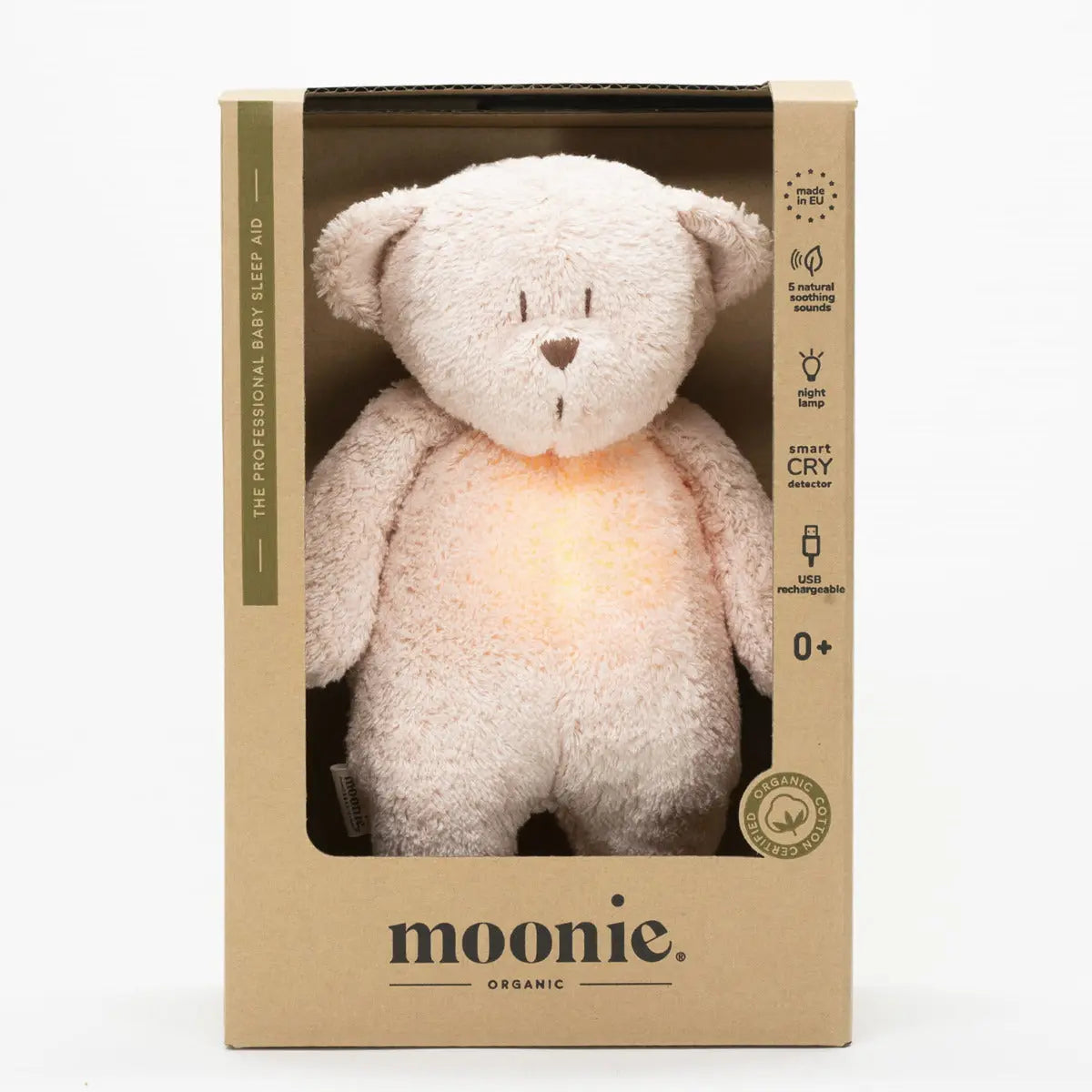 Peluche veilleuse musicale Moonie - Nature bio Blush
