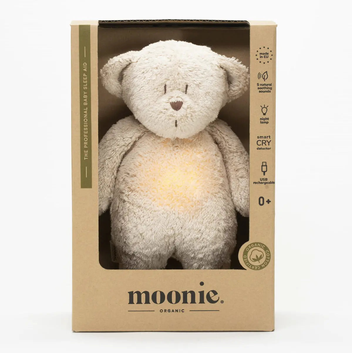 Peluche veilleuse musicale Moonie Nature bio sable