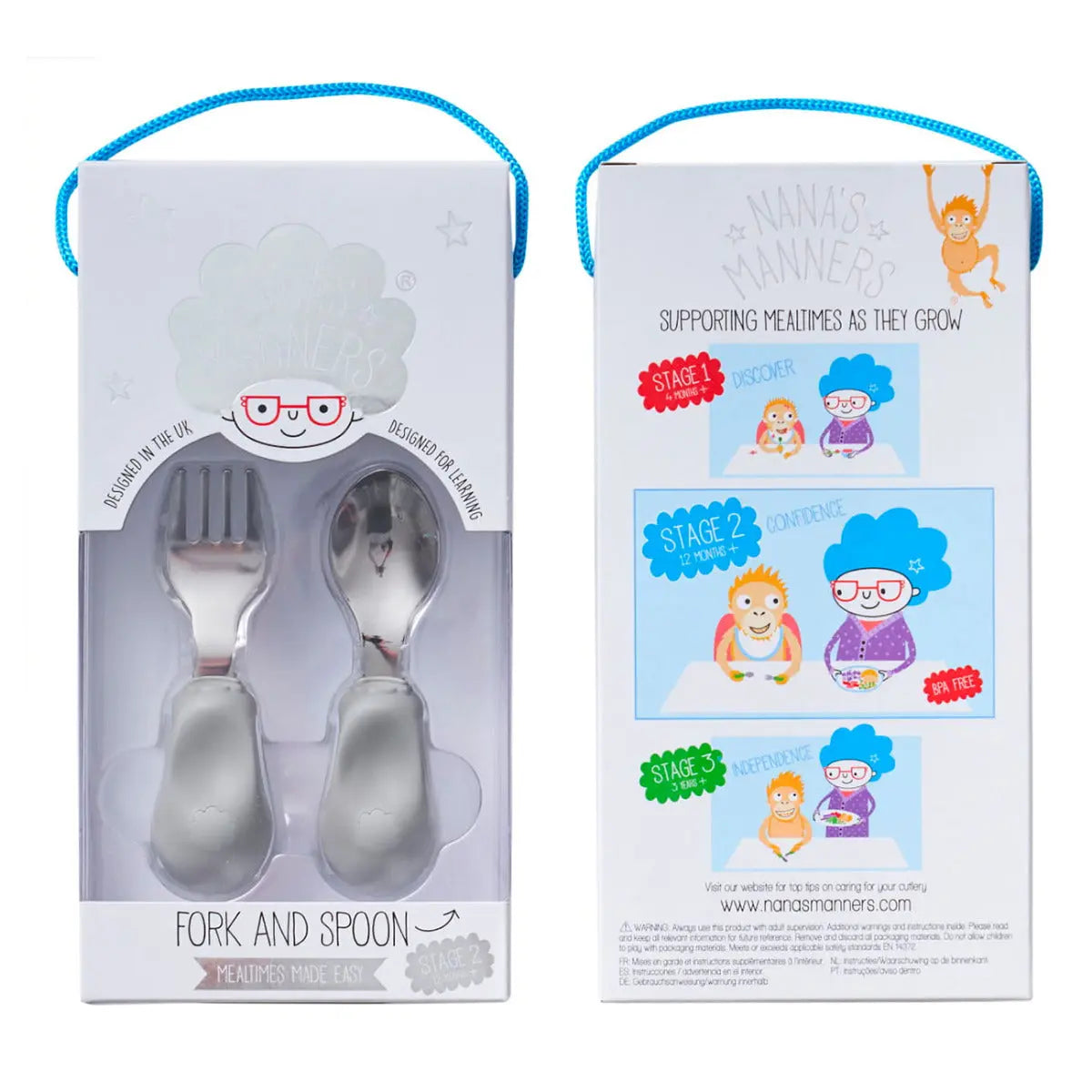 Couverts pour les bébés + 12 mois Nana's Manners - Gris - Lilinappy