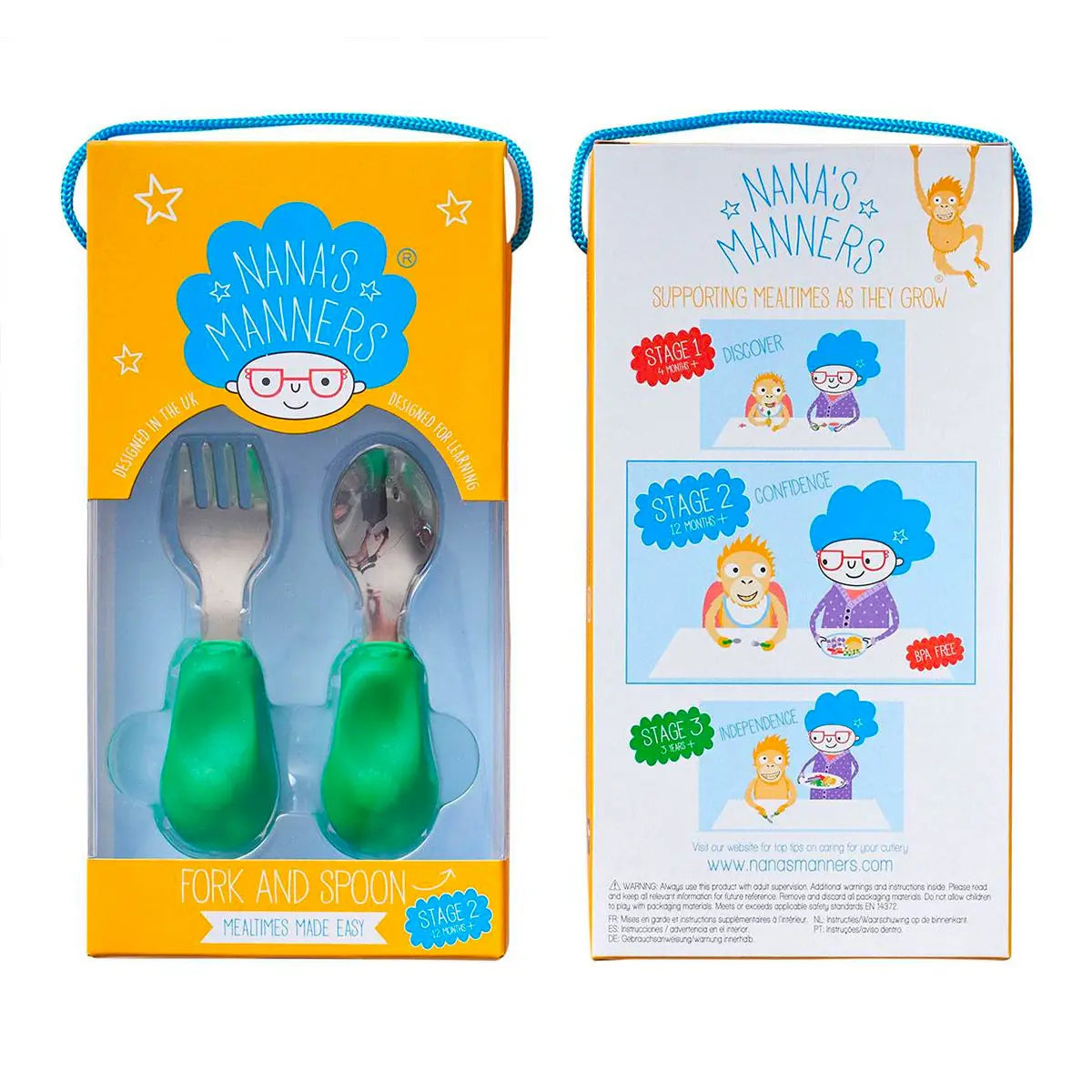 Couverts pour les bébés + 12 mois Nana's Manners - Vert Nana's Manners