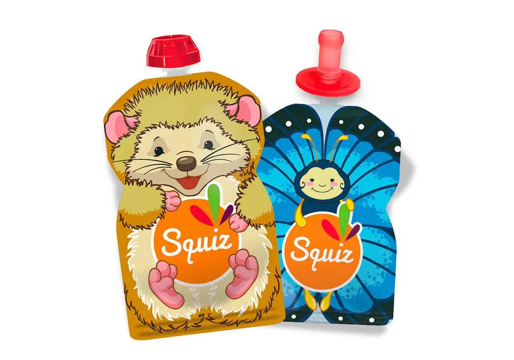 Lot de 2 gourdes Réutilisables Bébés Natures Squiz + 1 Squiz'top