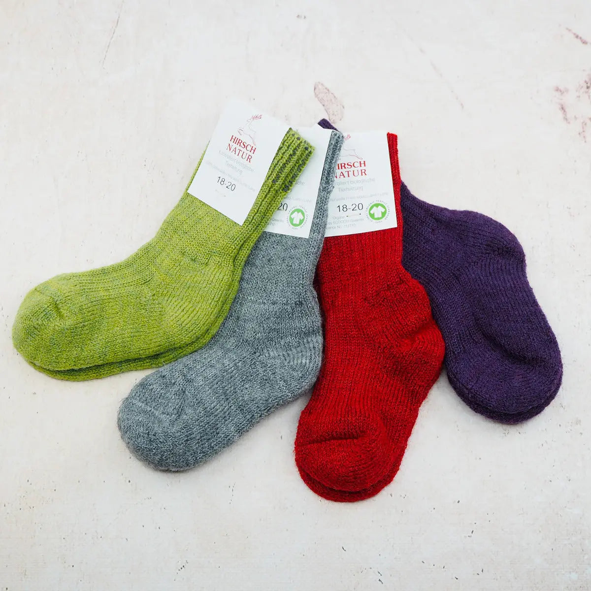 Chaussettes hautes en pure laine pour enfants Hirsch Natur - Lilinappy
