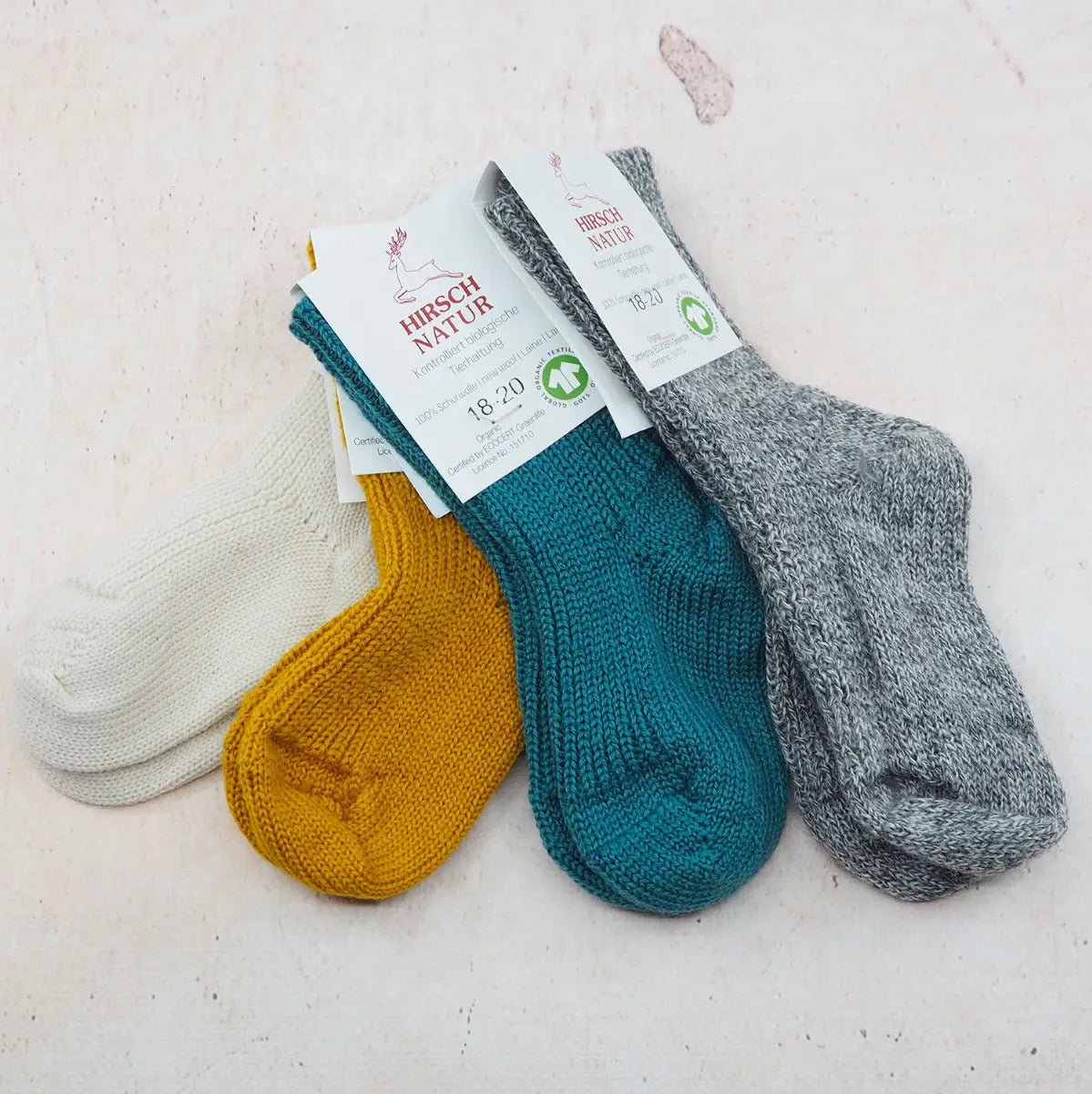 Chaussettes en pure laine pour enfants Hirsch Natur - Lilinappy