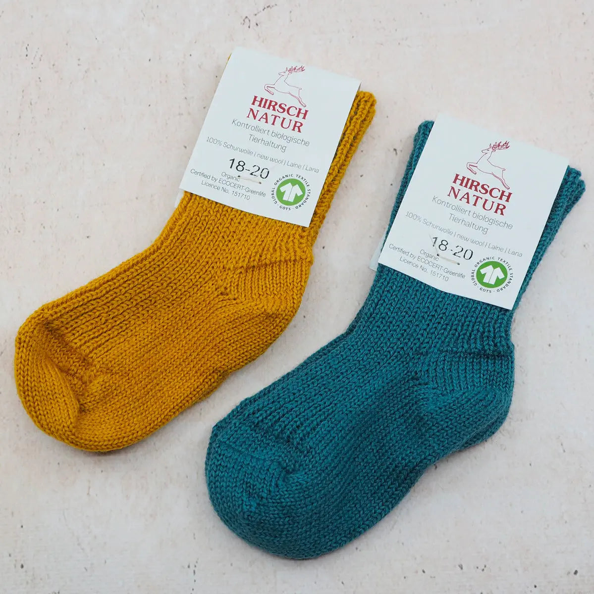 Chaussettes en pure laine pour enfants Hirsch Natur - Lilinappy