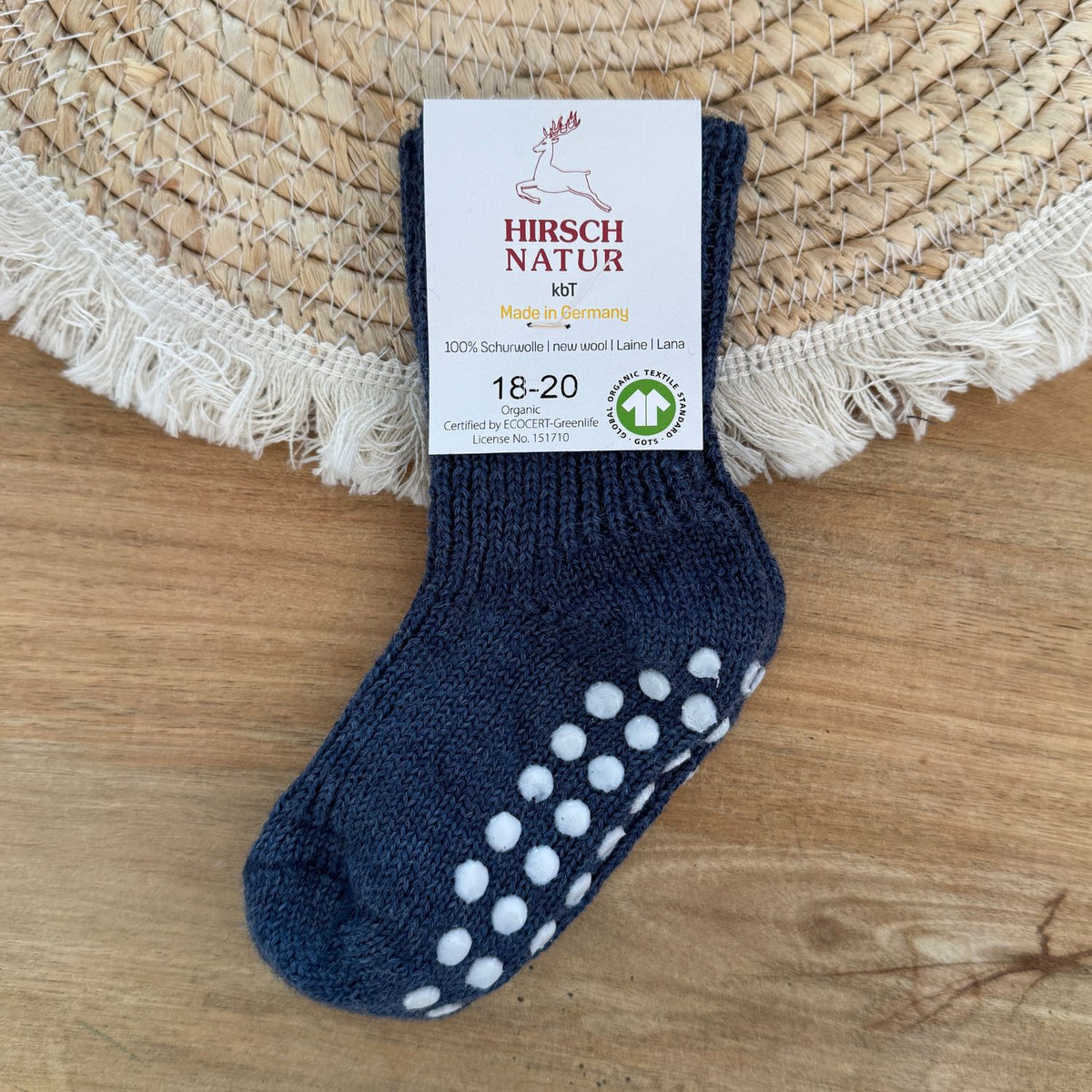 Chaussettes en pure laine antidérapantes Hirsch Natur - Kids - Lilinappy