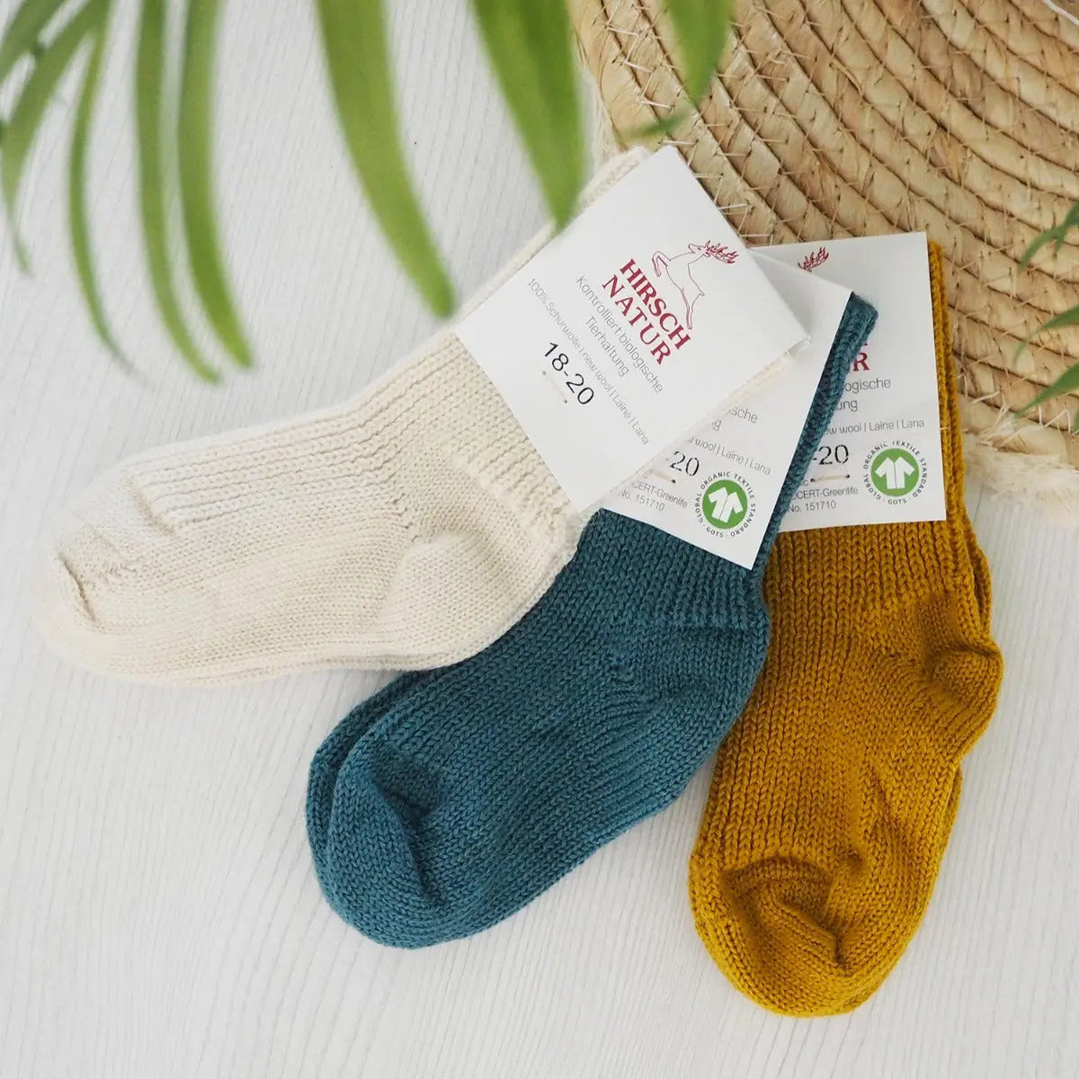 Chaussettes en pure laine pour enfants Hirsch Natur