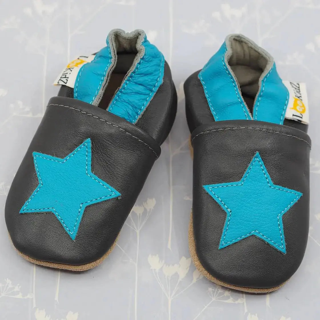 Chaussons en cuir Lookidz Etoile turquoise