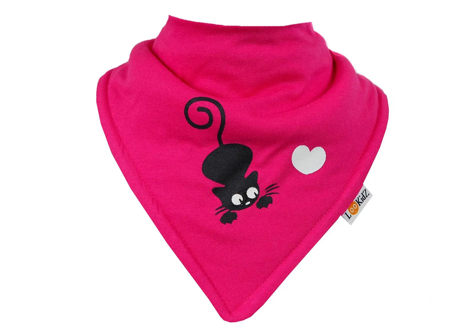 Bavoir bandana Lookidz Chat/coeur rose