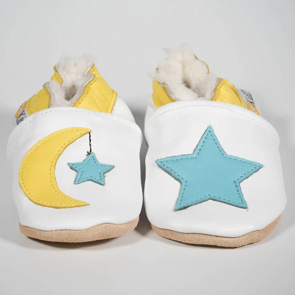 Chaussons en cuir fourrés Lune & étoile