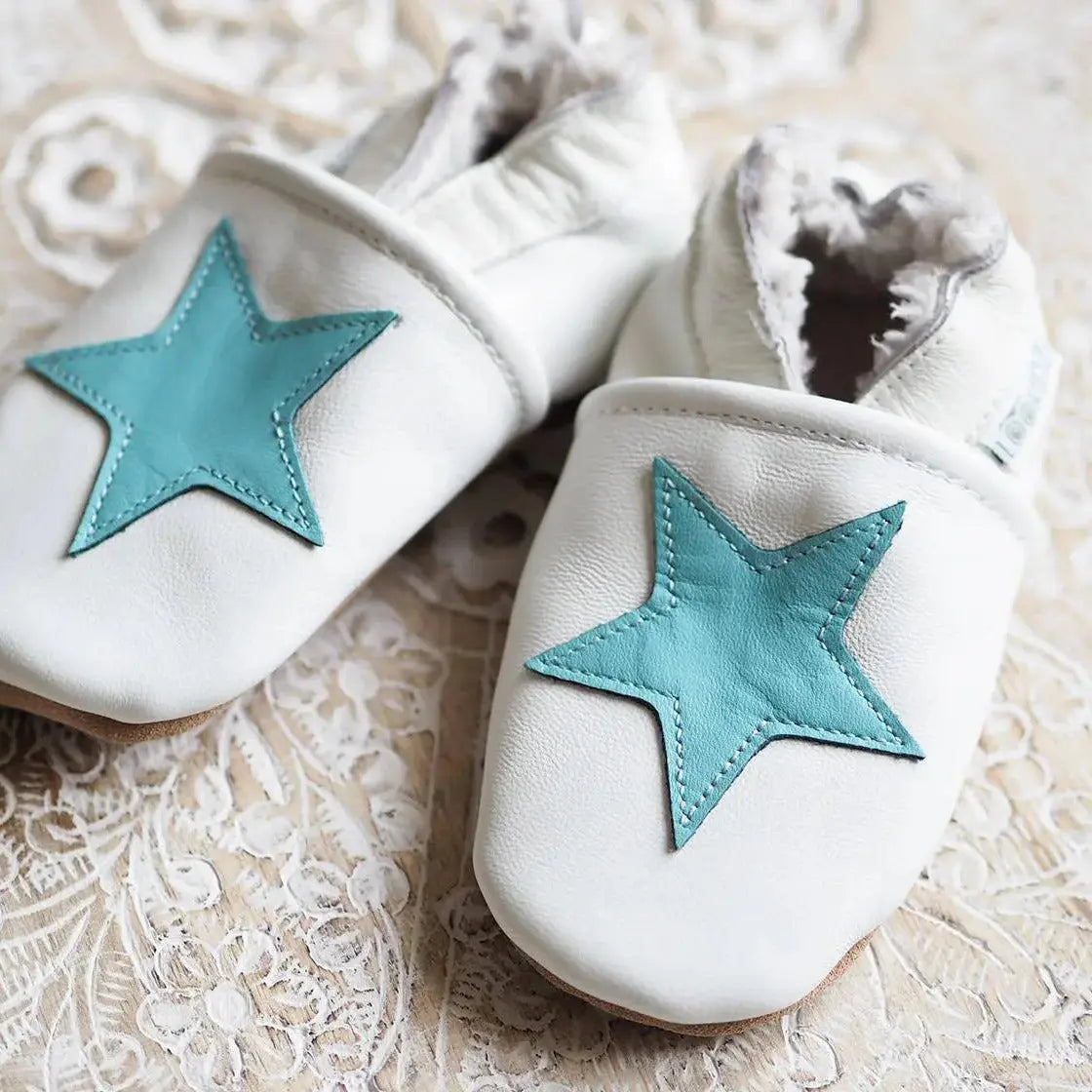 Chaussons en cuir fourrés Lookidz Etoile bleue