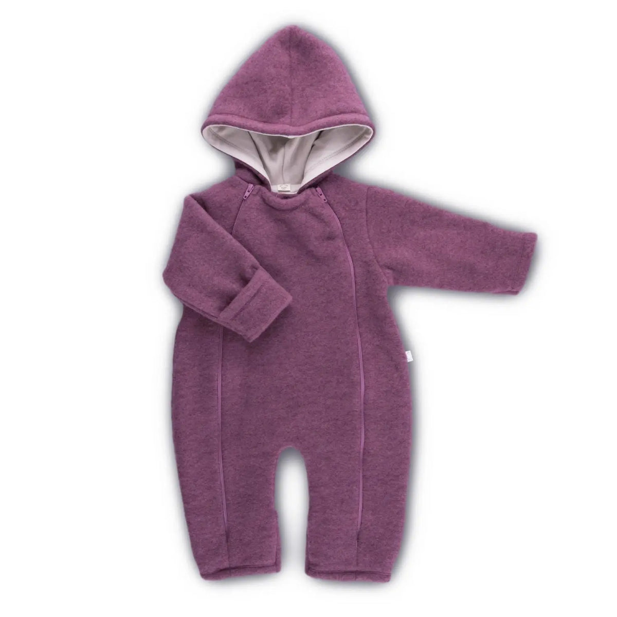 Combinaison bébé en polaire de laine bio Popolini – Dusty Plum