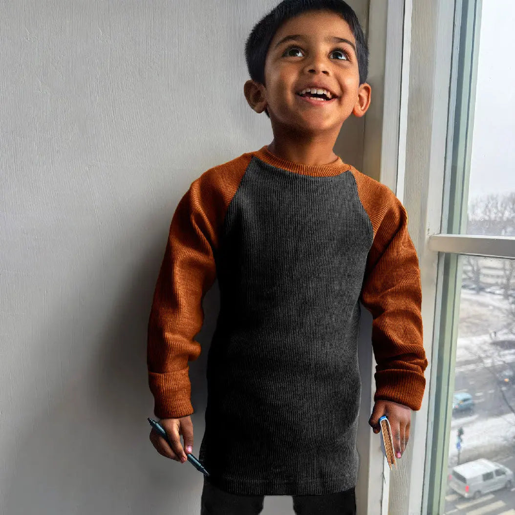 T-shirt Bicolore en laine mérinos ManyMonths