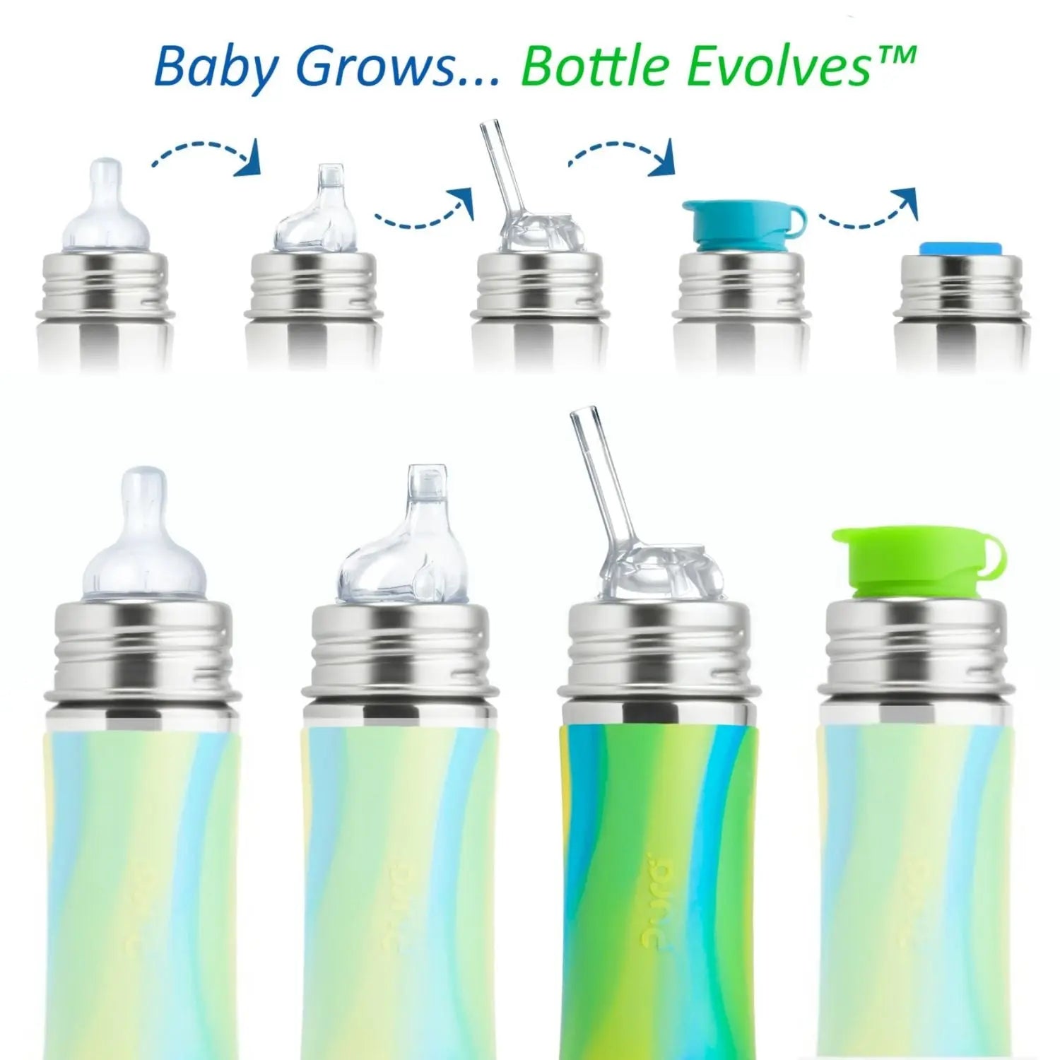 Gourde à paille Free Inox 325ml Pura - Aqua swirl