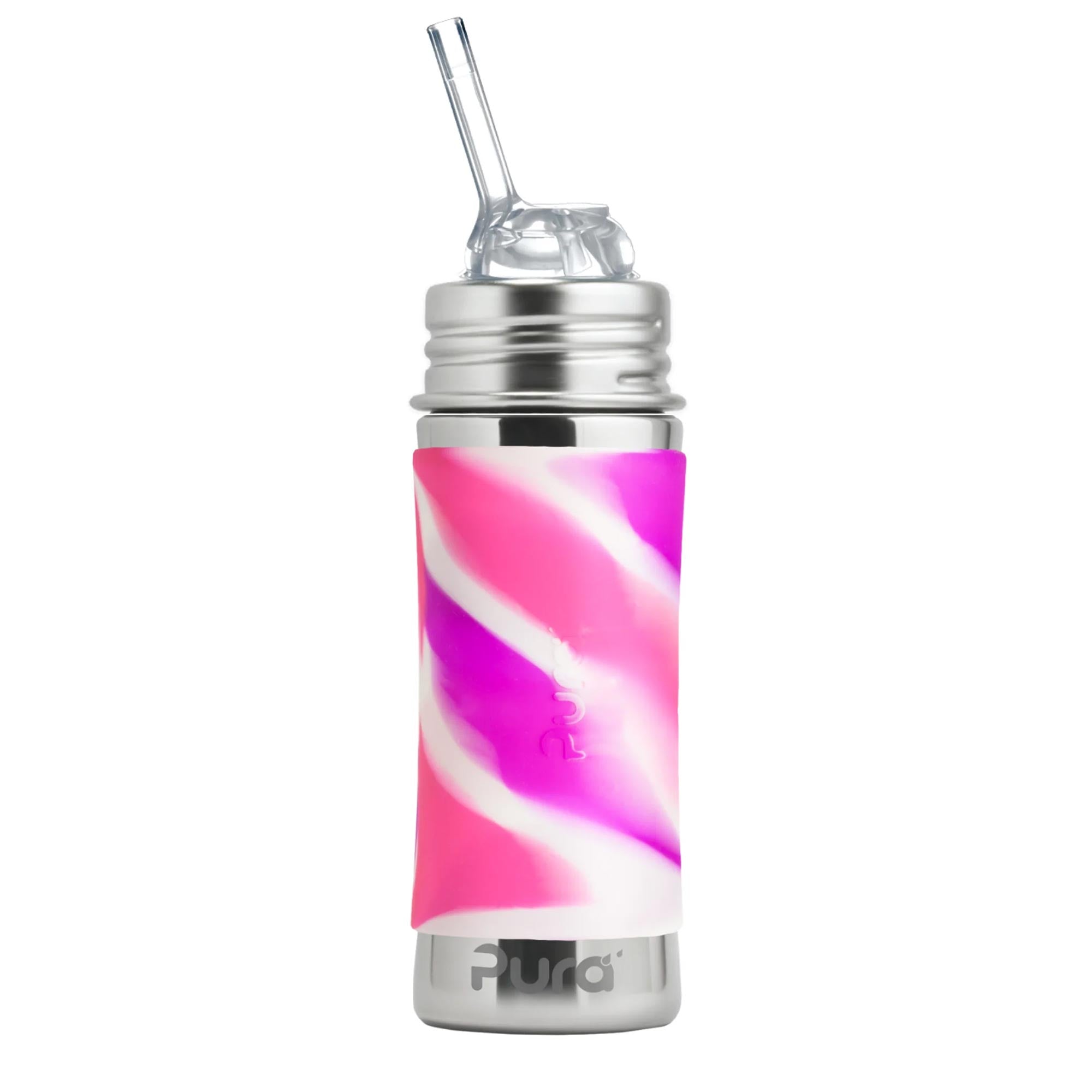 Gourde à paille Free Inox 325ml Pura - Pink swirl