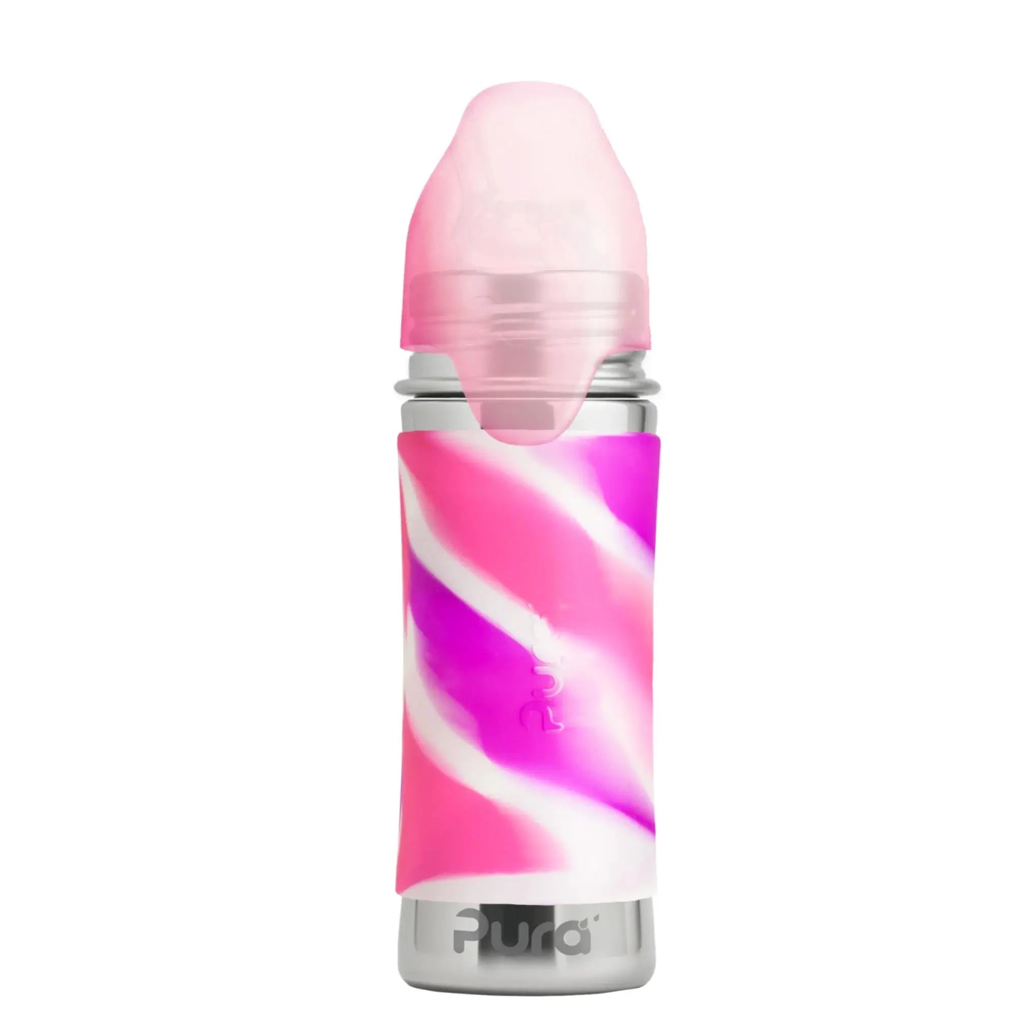 Gourde à paille Free Inox 325ml Pura - Pink swirl