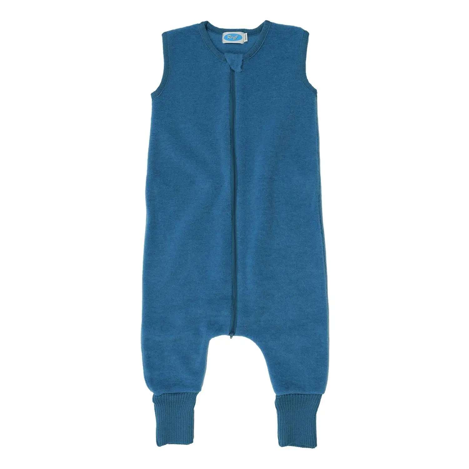 Combinaison de nuit bébé sans manches en polaire de laine bio Reiff - Pacific blue