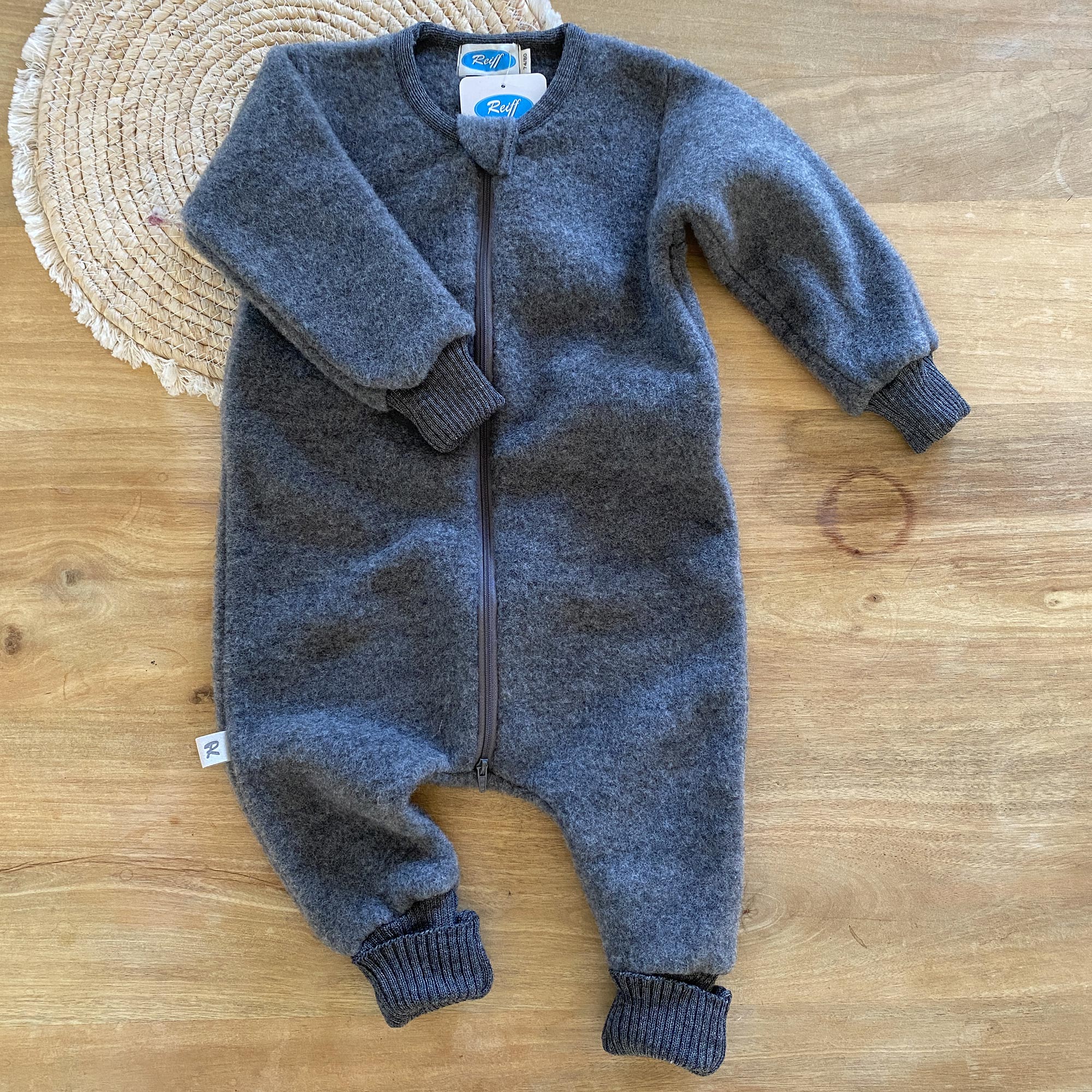 Combinaison de nuit bébé en polaire de laine bio Reiff - Gris Rock