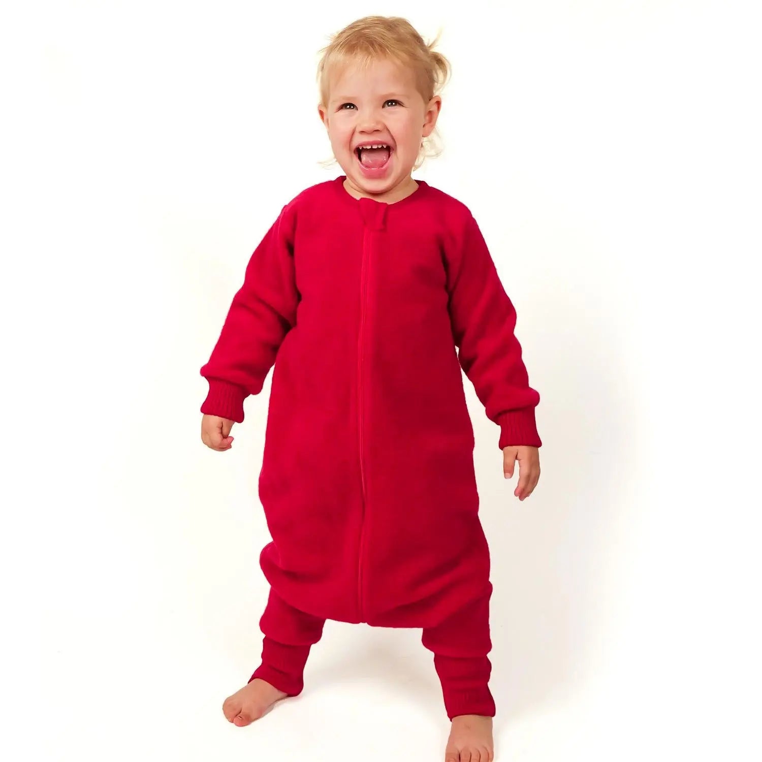 Combinaison de nuit bébé en polaire de laine bio Reiff - Vert Sage