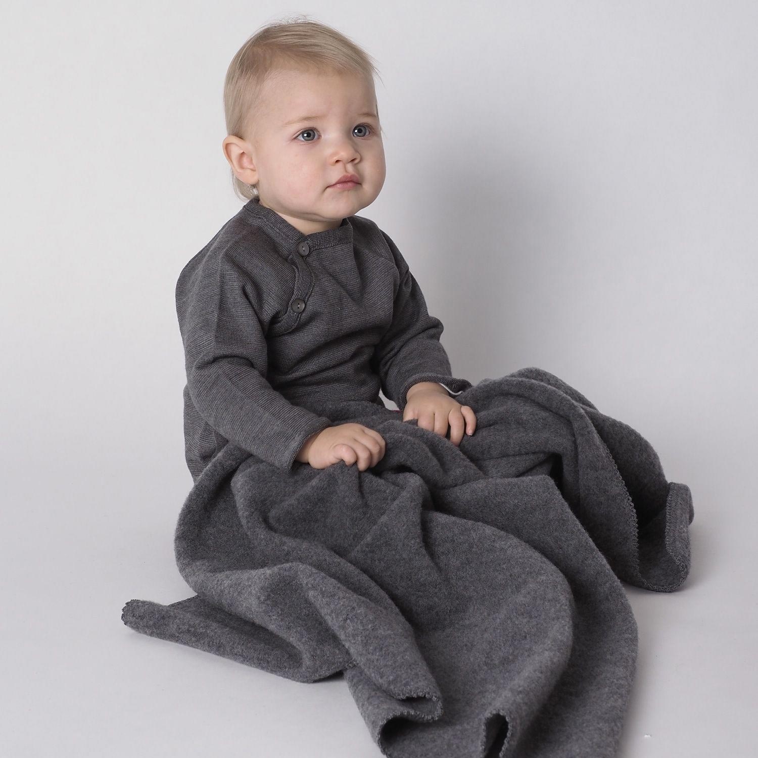 Couverture bébé en polaire de laine mérinos bio Reiff - Mauve