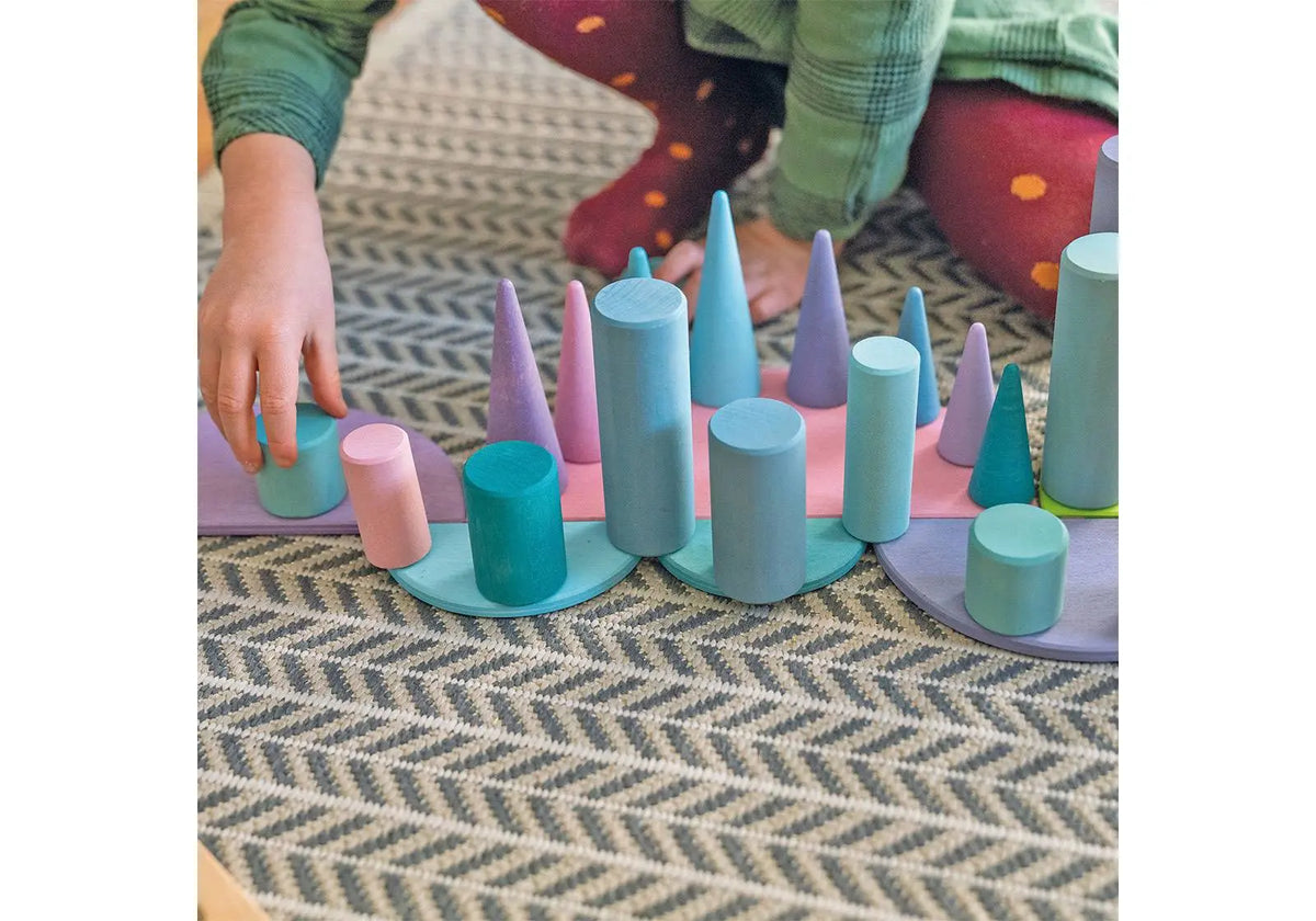 Grands rouleaux de construction en bois Grimm's - pastel Grimms