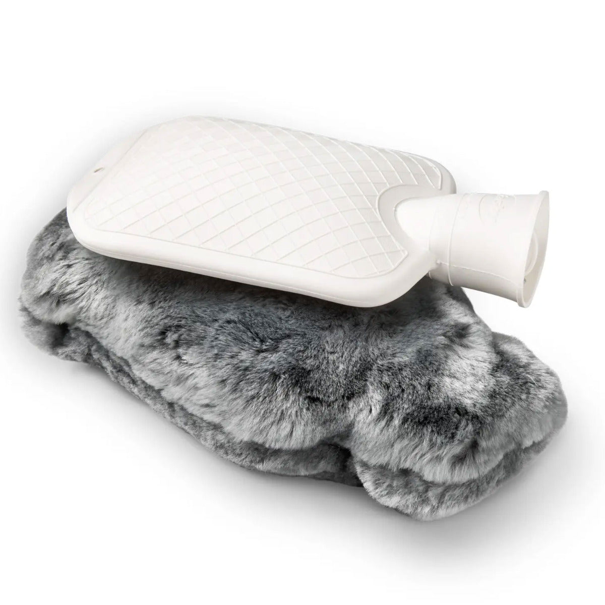 Bouillotte avec housse en peau d’agneau – 2L Gris