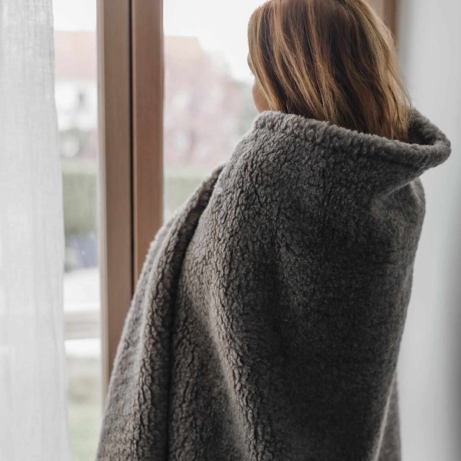 Couverture pure laine vierge Saling 150x190cm - Marron