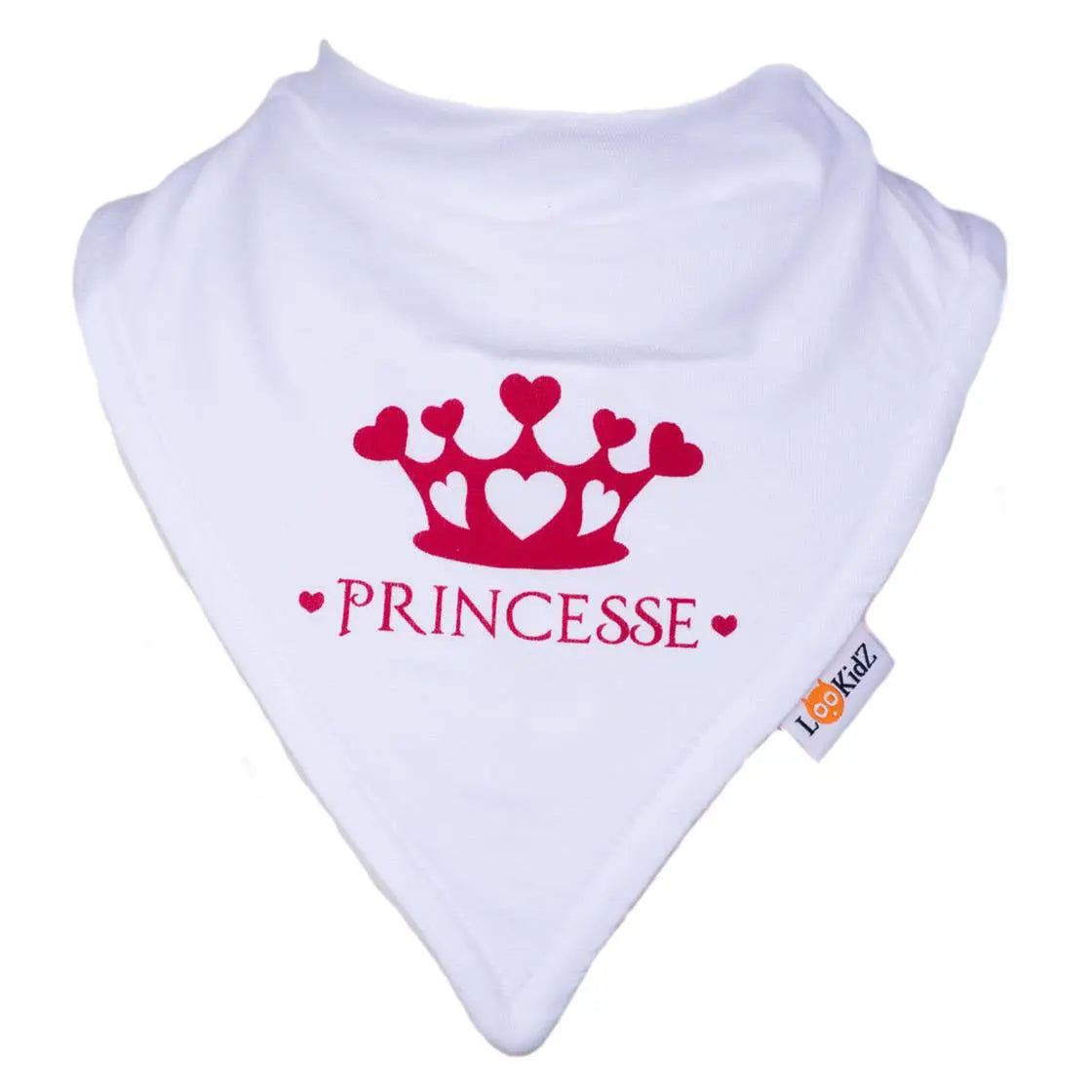Bavoir bandana Lookidz Princesse fond blanc