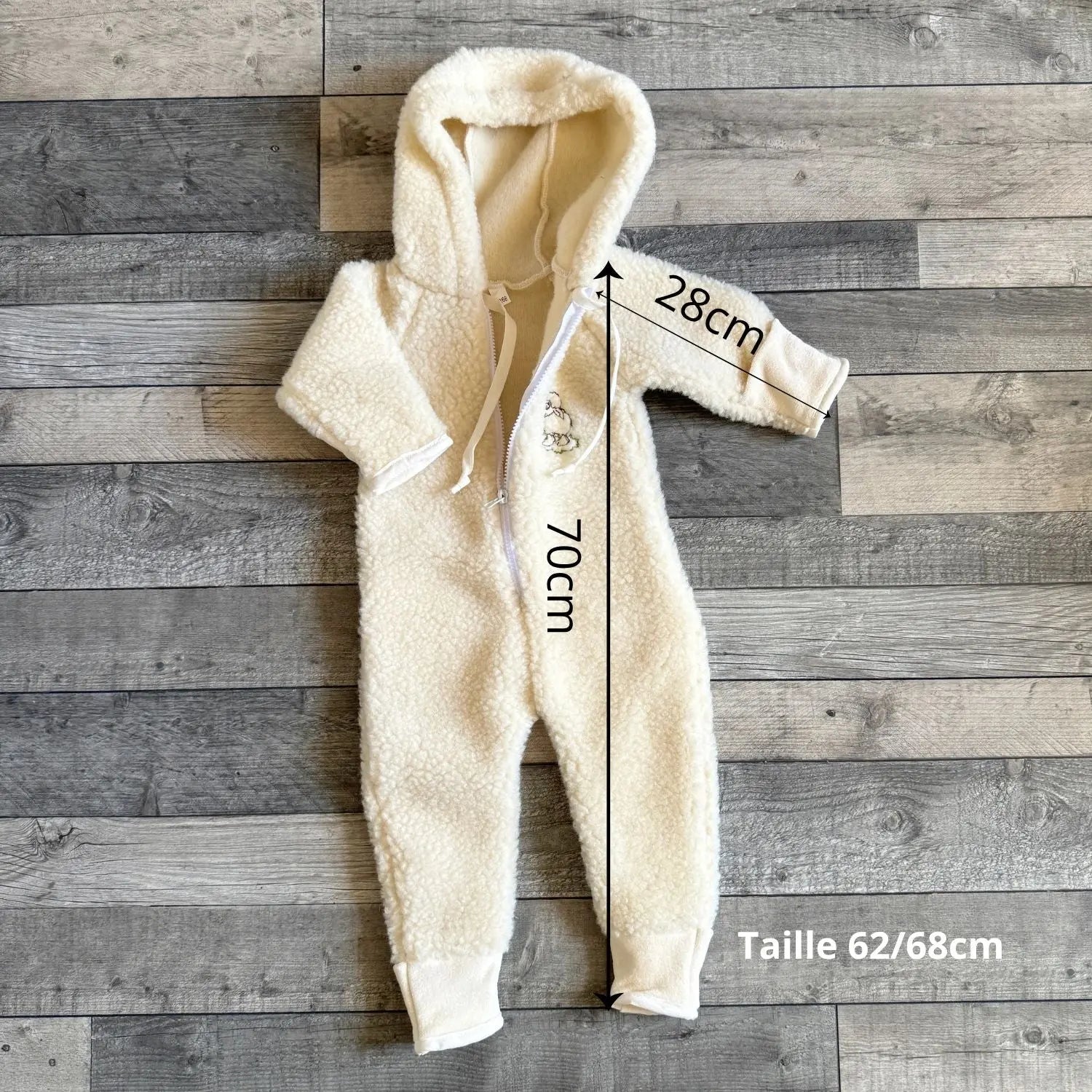Combinaison bébé laine vierge Sassoupi – Naturel