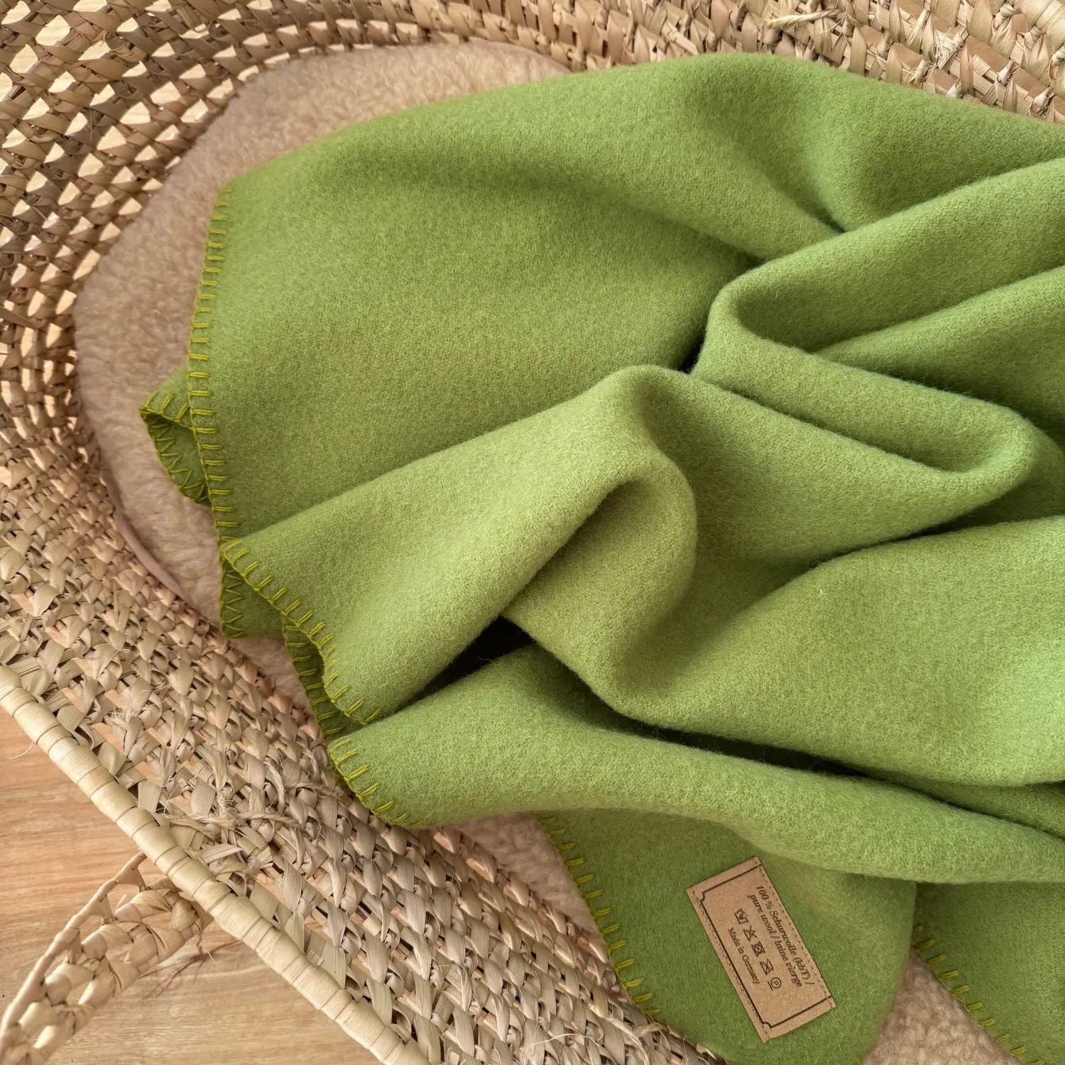 Couverture en laine vierge Songe Sassoupi - Vert Kiwi