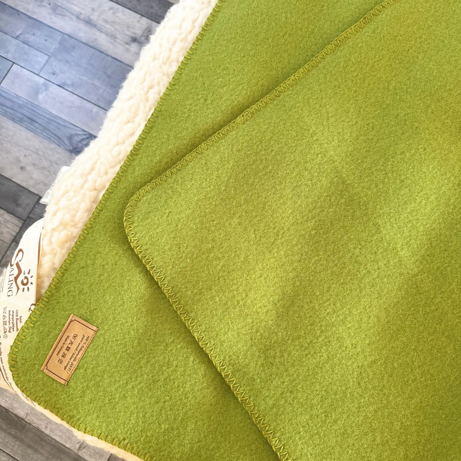Couverture en laine vierge Songe Sassoupi - Vert Kiwi