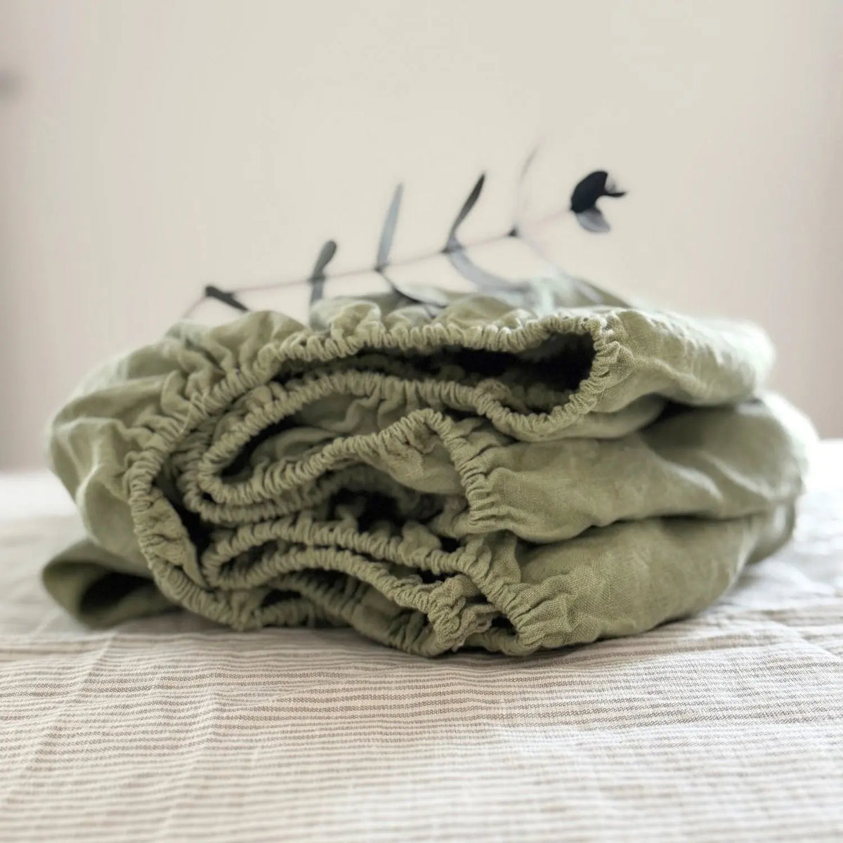 Drap-housse enfant en lin lavé Sassoupi - Sauge