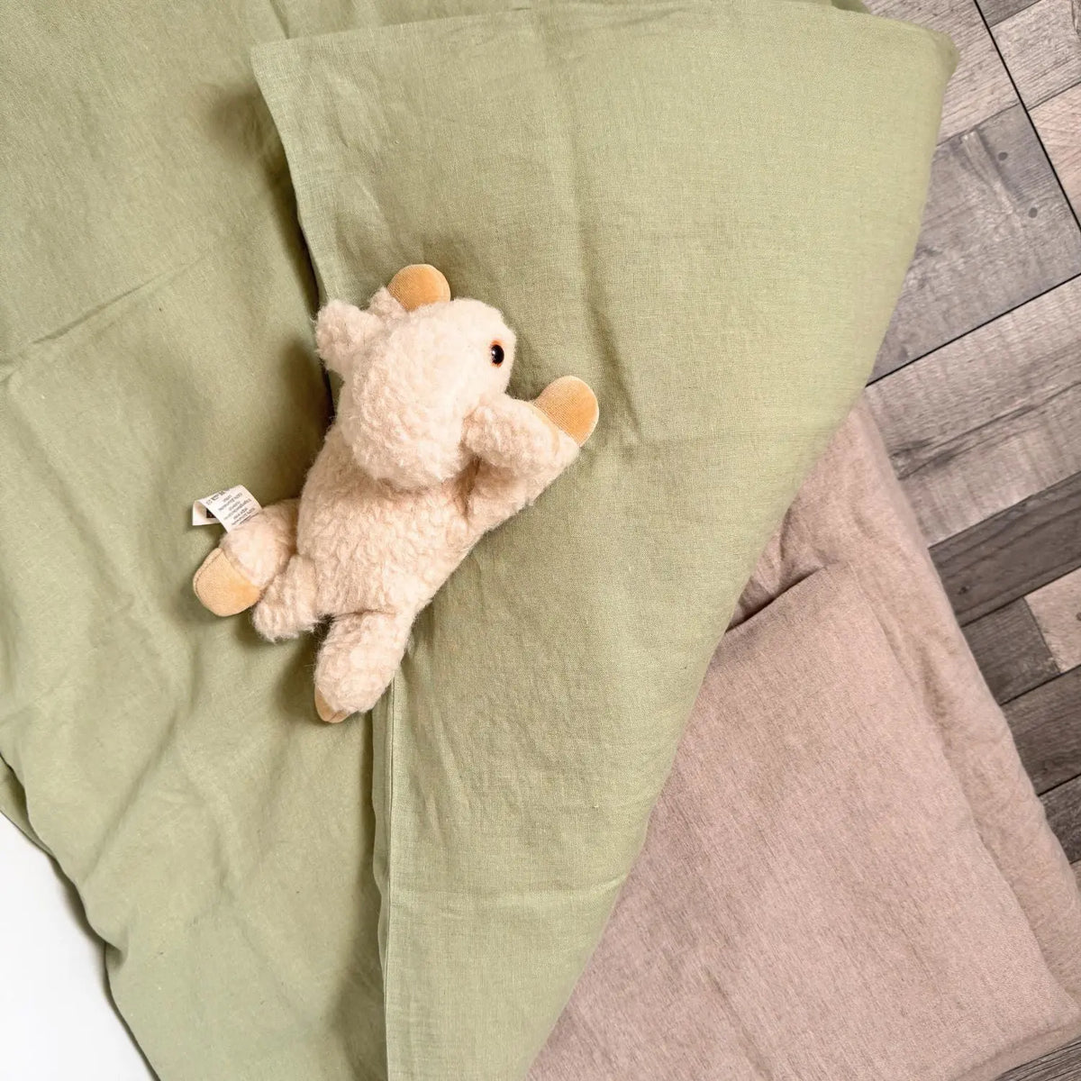 Housse de couette enfant en lin lavé - Sauge