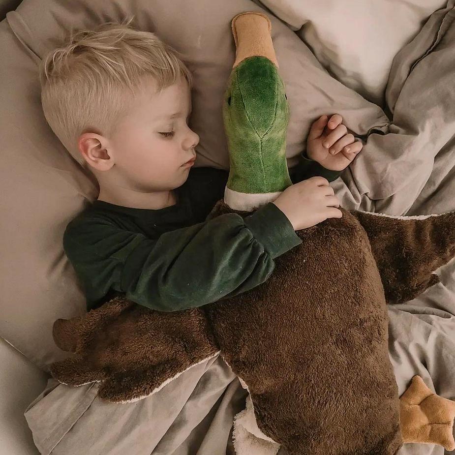 Doudou bouillotte en coton bio & laine Senger Naturwelt - Grand Canard