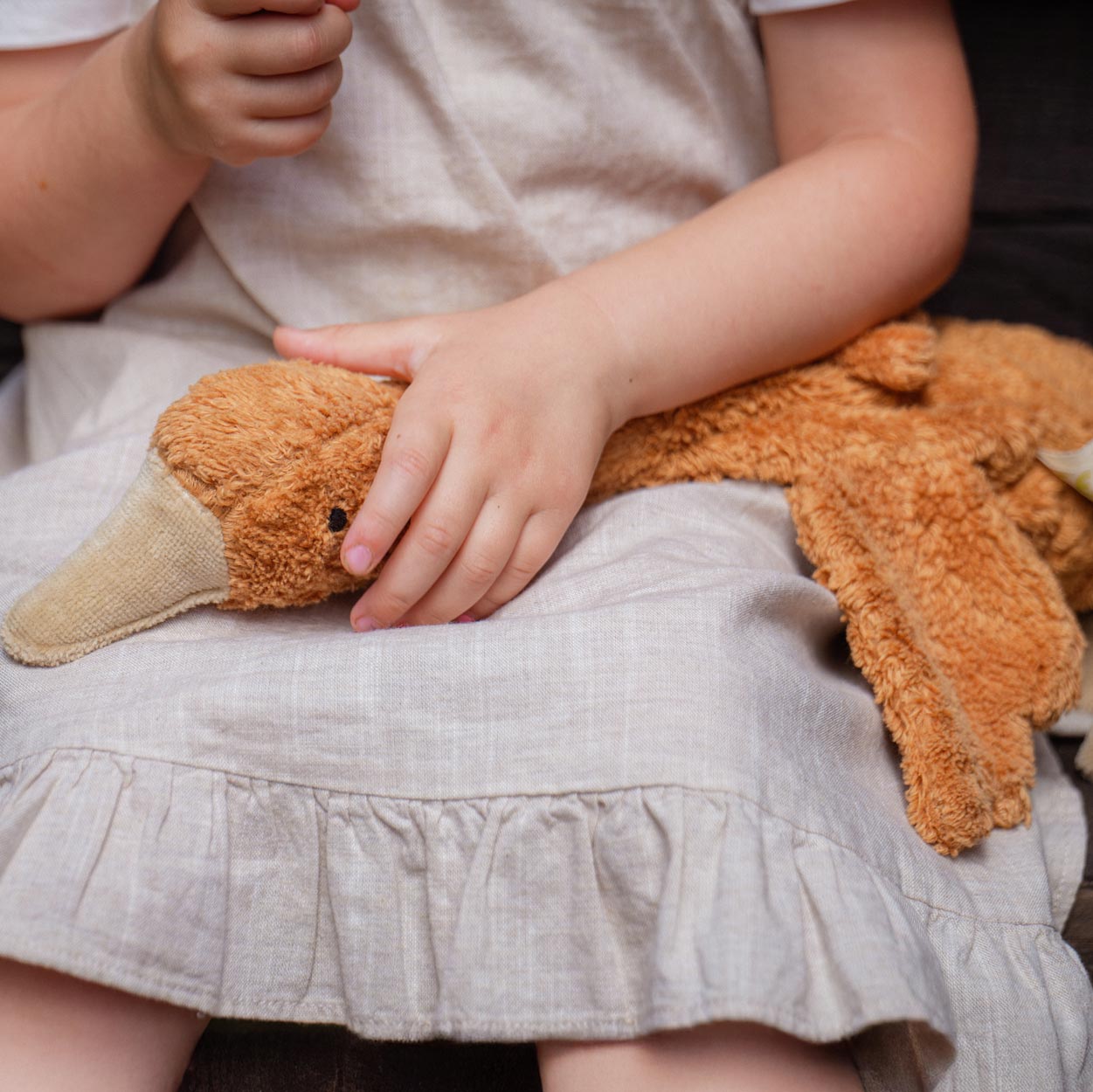 Doudou bouillotte en coton bio & laine Senger Naturwelt - Oie rouille