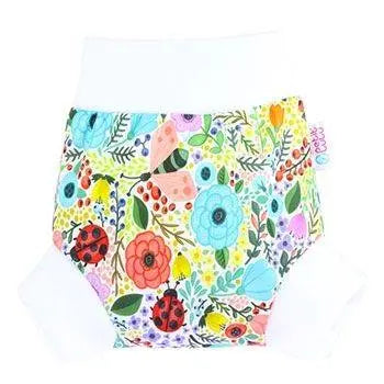 Shorty en PUL Petit Lulu-Fleurs fond blanc-XS