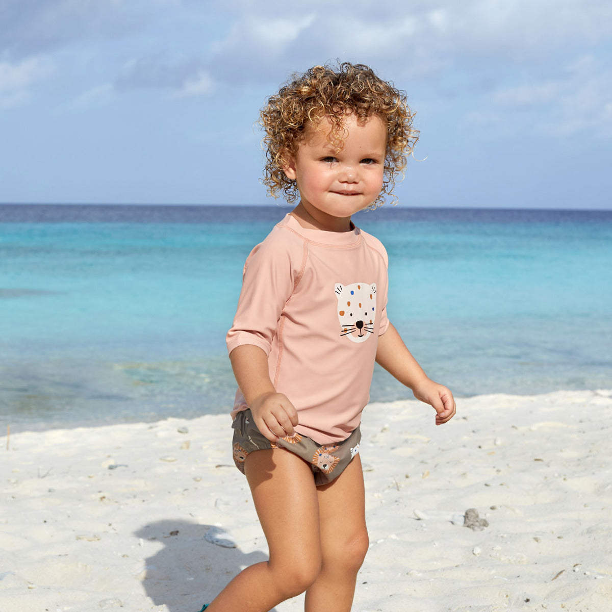 T-shirt anti-UV manches courtes Lässig - Léopard pink - Lilinappy