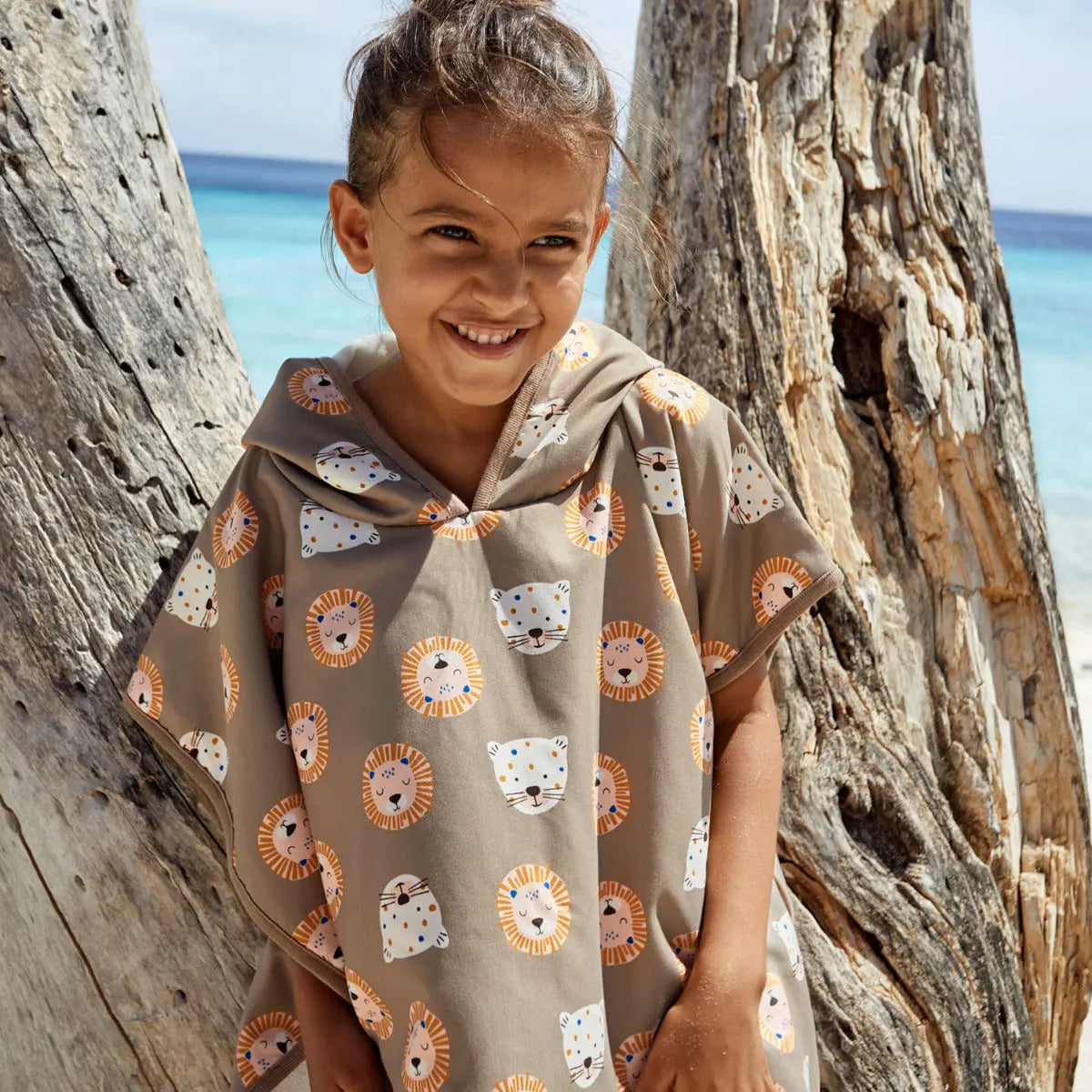 Poncho de plage anti-UV Lässig - Wild cats choco