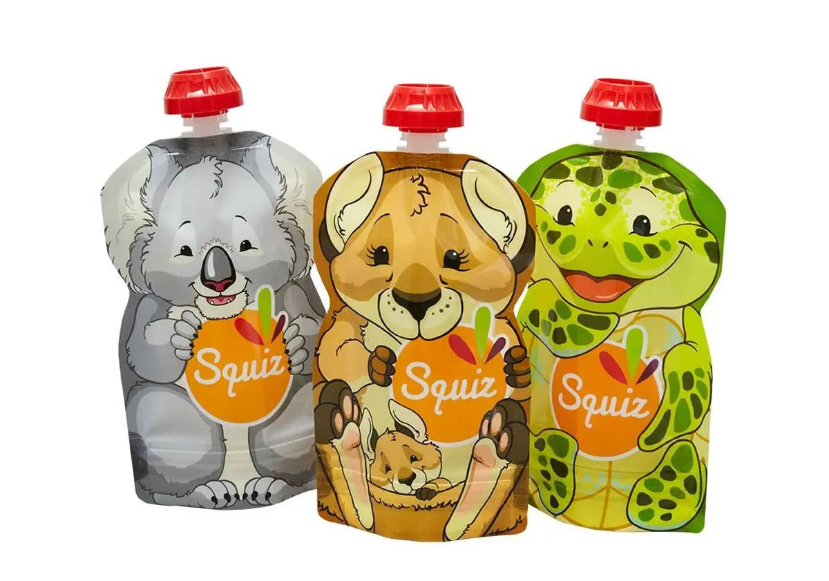 Lot de 3 gourdes Réutilisables Squiz + 1 squiz'zip Collection Australia - Lilinappy
