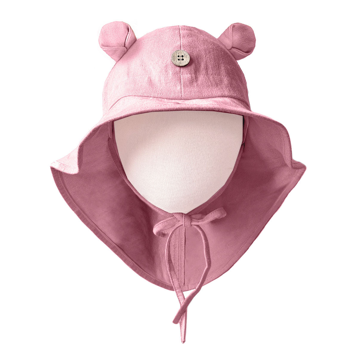 Chapeau de soleil ajustable ManyMonths avec oreilles d'ourson - Strawberry Milk