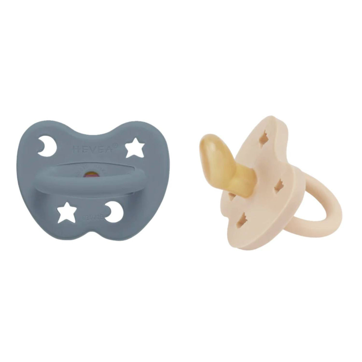 2 tétines Hévéa Bleu et Sand 3/36 mois
