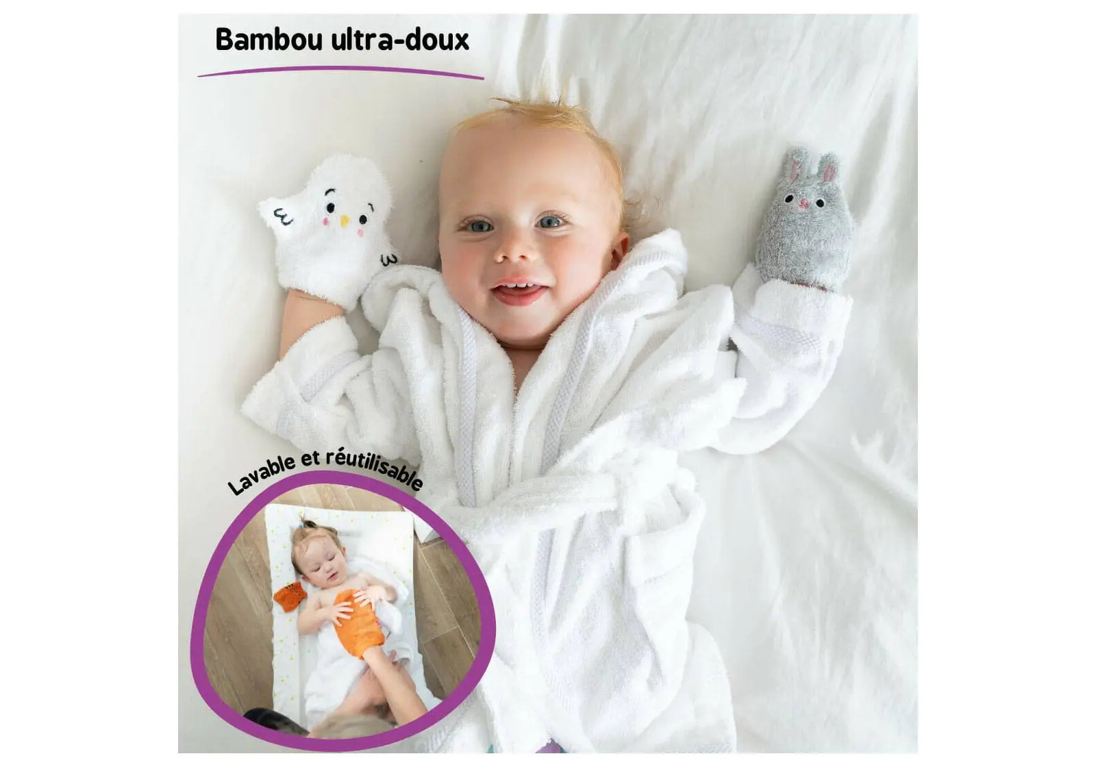 Lot de 6 gants en bambou Tidy Tot - Bébé et adulte - Lilinappy